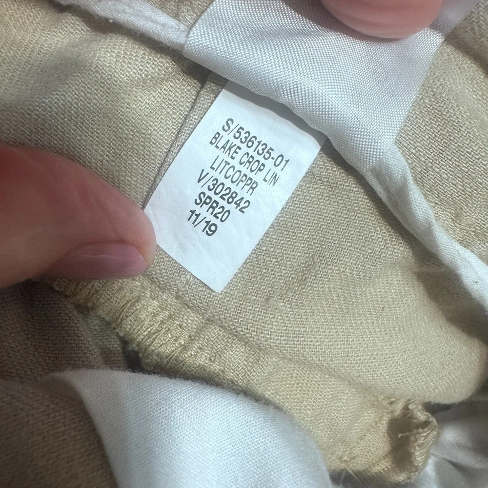 Banana Republic Blake Crop Pants Women’s Size 2 Beige Linen Blend Wide Leg